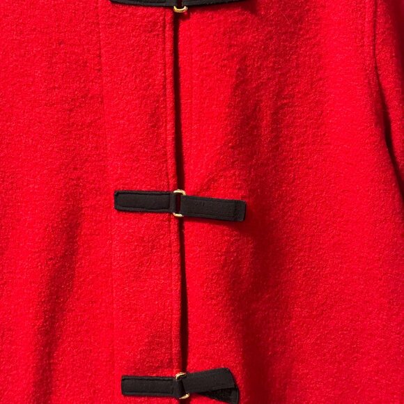 Marisa Christina Red Wool Jacket With Black Velcro Closure Sz  S jacket - Picture 4 of 12